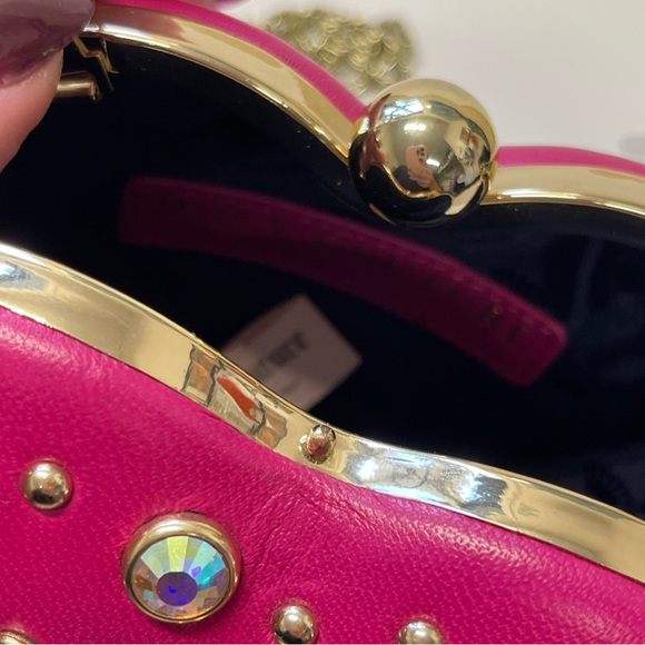 Vintage Juicy Couture Pink Leather Rhinestone Heart Minaudiere Bag. - Picture 11 of 12